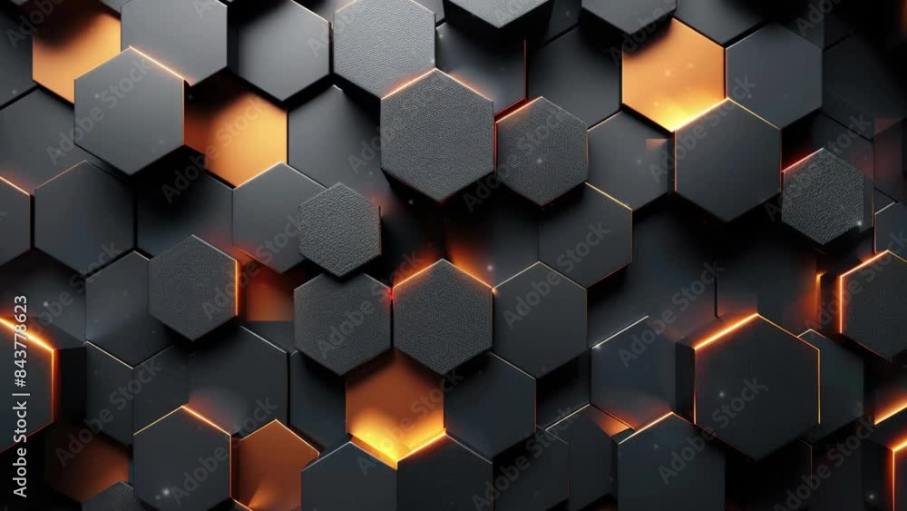 Abstract black background with hexagon pattern. Abstract futuristic dark for presentation, banner, or social media. Abstract technology design with black and copper color. Design modern. Writing space Abstract black background with hexagon pattern. Abstract futuristic dark for presentation, banner, or social media. Abstract technology design with black and copper color. Design modern. Writing space
