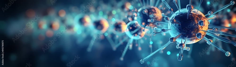 Abstract Blue Background with Glowing Rays and Wave Patterns