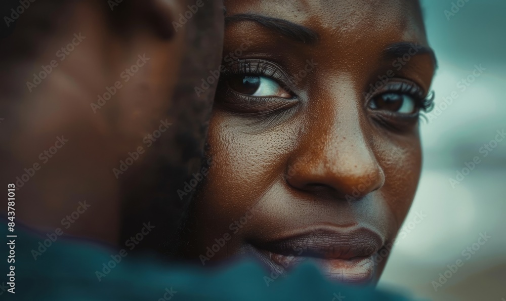 Close up of African American woman looking at camera Close up of African American woman looking at camera