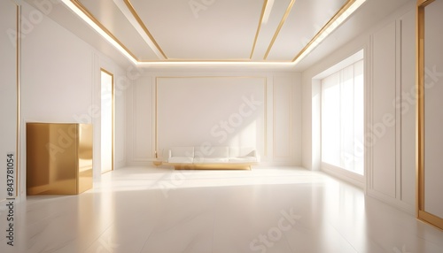 white and gold theme modern interior