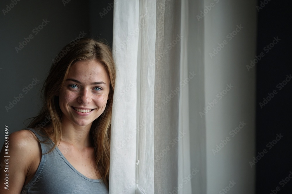 Woman standing near a window