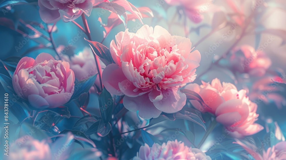 Peony Flowers Blooming in a Spring Garden Peony Flowers Blooming in a Spring Garden