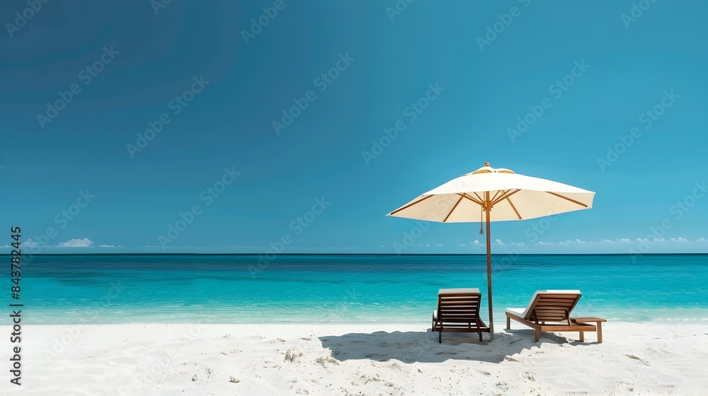 Fototapeta premium Peaceful Beach Retreat with Turquoise Waters and Serene Atmosphere