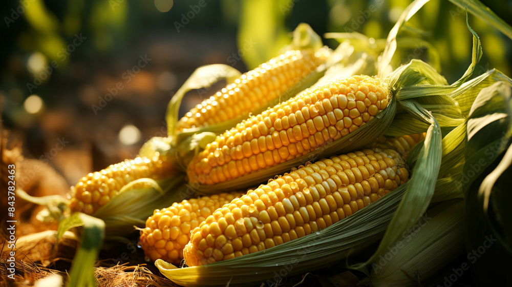 Ear of corn is growing closeup Ear of corn is growing closeup