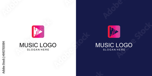 Creative music logo design with unique concept ,premium vector
