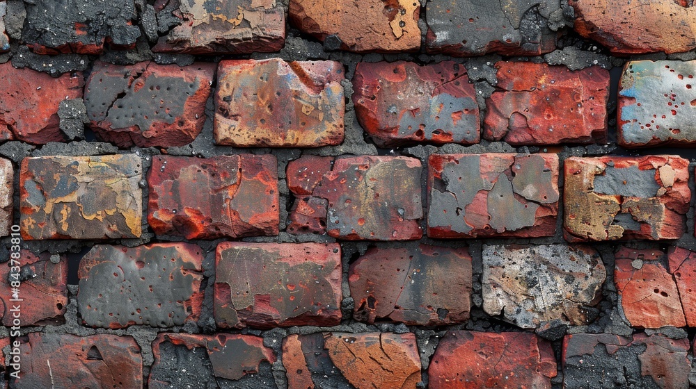 Close-up of weathered red bricks showing rich texture and color variation Close-up of weathered red bricks showing rich texture and color variation