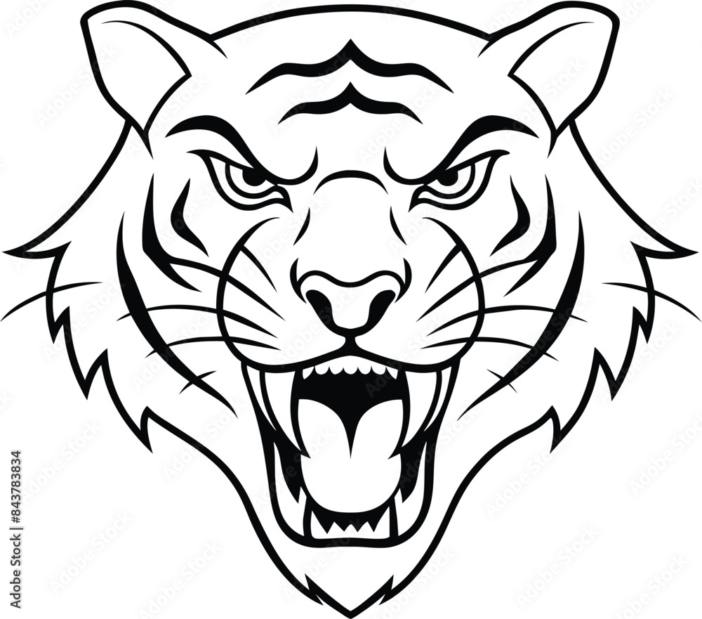 Fototapeta premium head of a tiger outline illustration isolated on white background eps 10