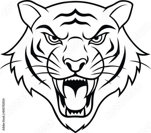 head of a tiger outline illustration isolated on white background eps 10