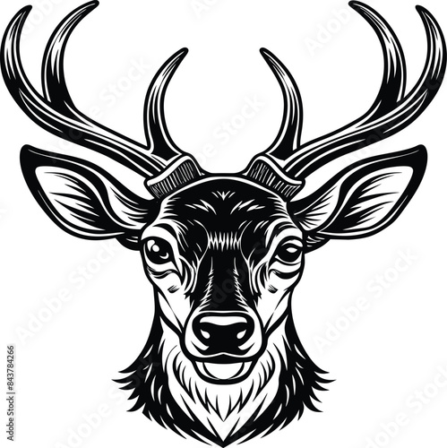 deer head silhouette isolated on white background eps 10 photo