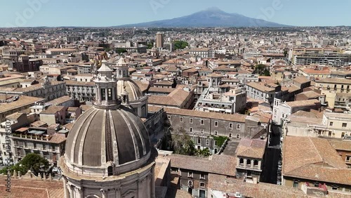 Domes of Cathedral and Church of Saint Agatha in Catania city, Sicily, Italy photo