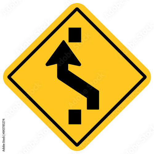traffic sign, Cautionary beware change traffic lane