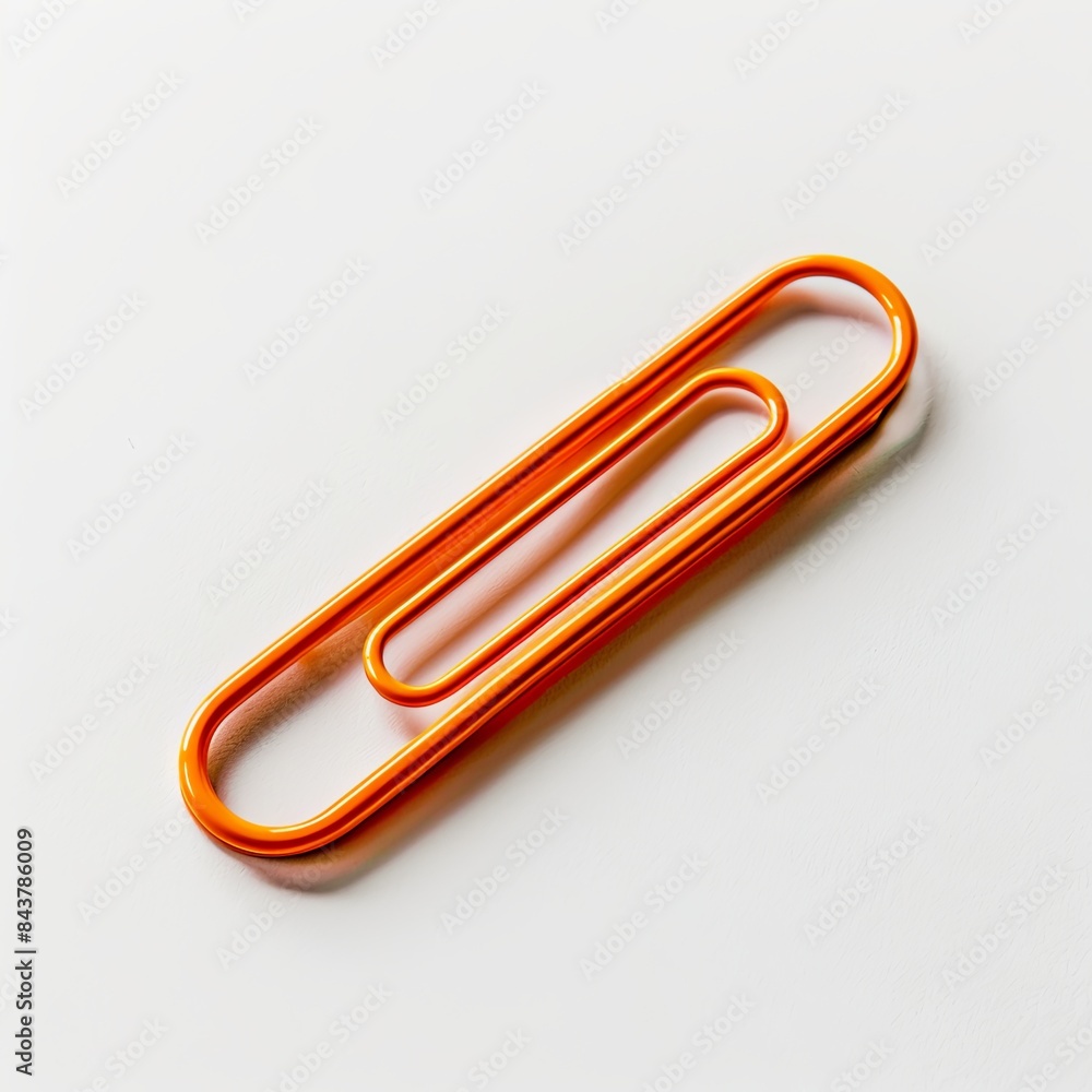Isolated orange paperclip on white background Isolated orange paperclip on white background