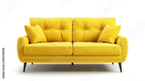 Obraz na płótnie Modern yellow sofa isolated on a white background w salonie