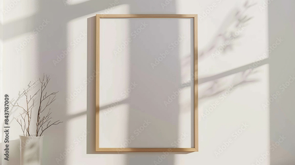 Empty photo framework against the wall and sun light coming in Empty photo framework against the wall and sun light coming in