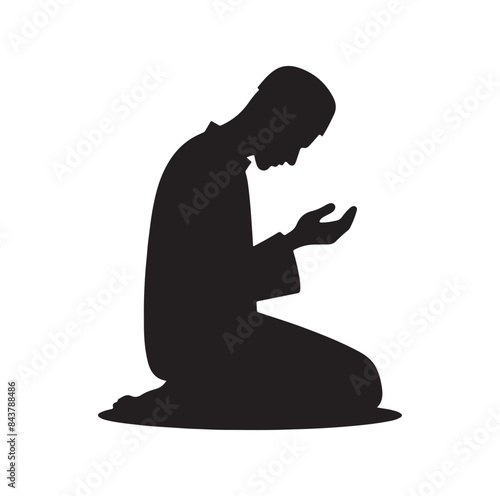 Muslim Praying silhouette. praying symbol 
illustration