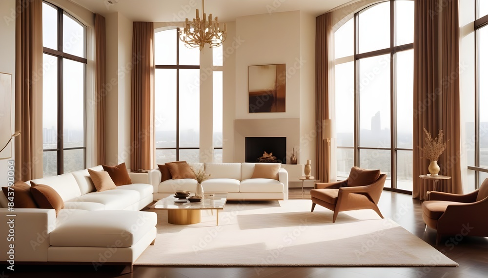 white and gold theme modern interior