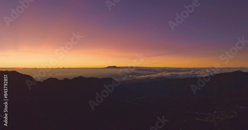 Wallpaper Mural Aerial view the first light shine on Bromo volcano group. 
Amazing View from the top of the mountain of King Kong hill viewpoint to see Mount Bromo constantly spewing white smoke from its crater. Torontodigital.ca