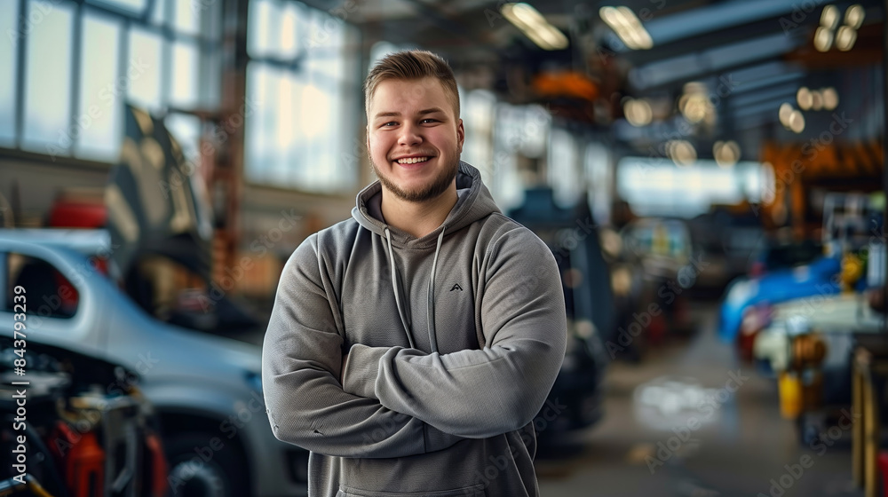 A photo of a happy young smiling Slavic man with short hair and a grey hoodie. A photo of a happy young smiling Slavic man with short hair and a grey hoodie.