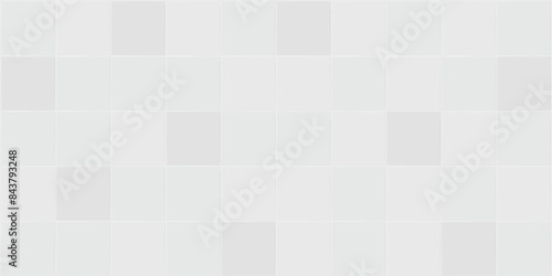 Seamless texture pattern of white gray tile floor or wall. New clean surface in top view for background. Decorative finishing material for decoration in bathroom or kitchen. Vector illustration.