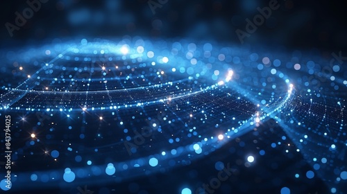 a social networking infographic, in the shape of an expansive circle thats empty in the center, in the style of scifi vector graphics, geometric harmony, dark desaturated blue background