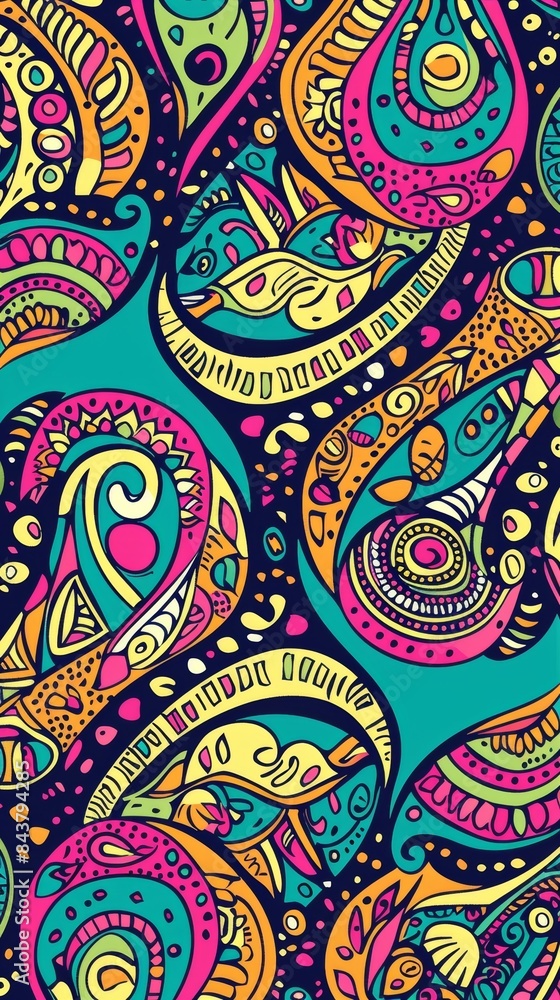 Fototapeta premium Colorful Abstract Paisley Pattern Illustration