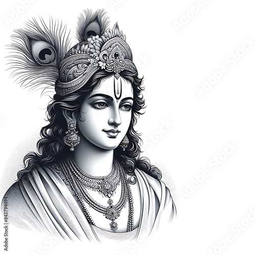 Beautiful drawing of lord Krishna photo