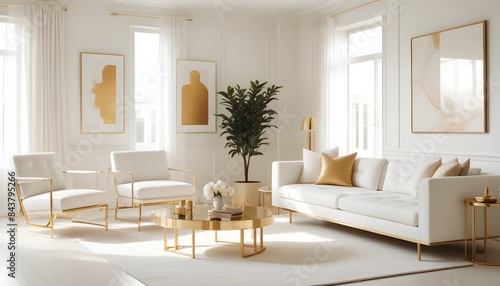 white and gold theme modern interior