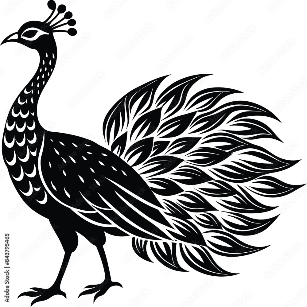 Pretty peacock silhouette cartoon illustration Pretty peacock silhouette cartoon illustration