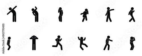 dancing people icons, stick figures people