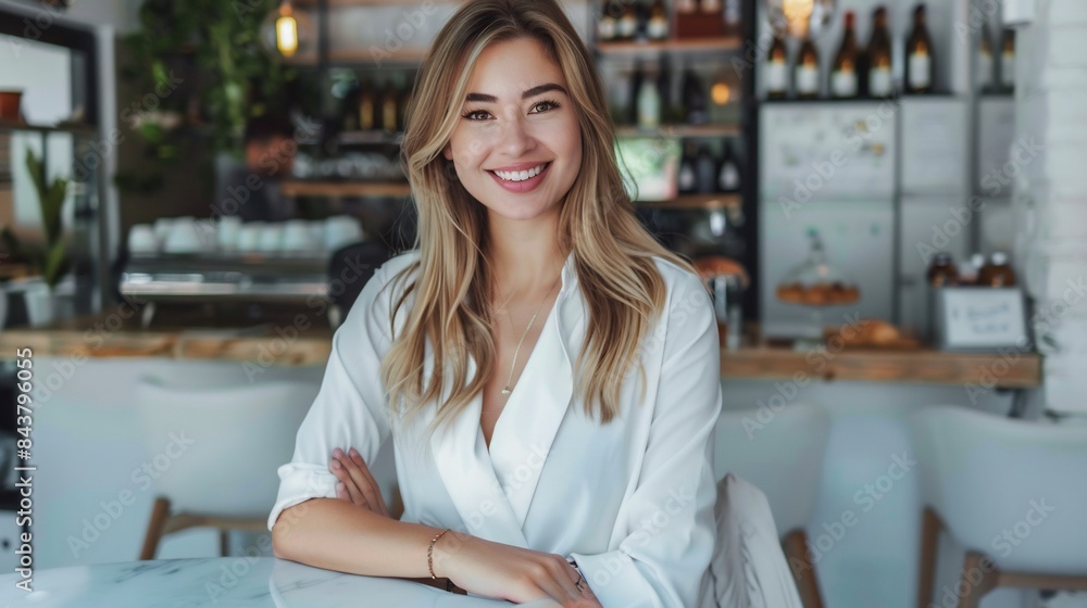 glamour Marketing director women in the white caffe shop glamour Marketing director women in the white caffe shop