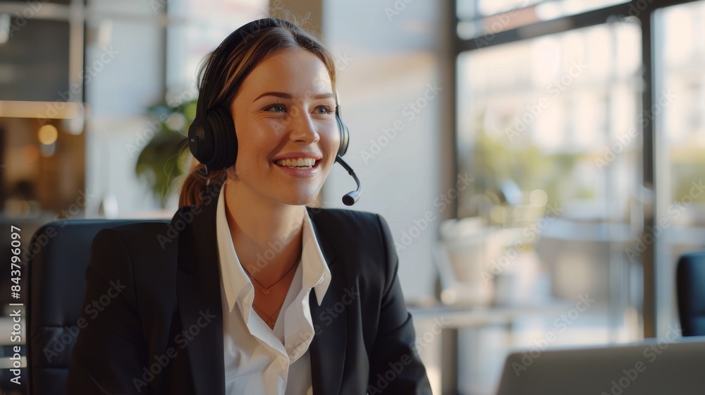 The professional woman in headset The professional woman in headset
