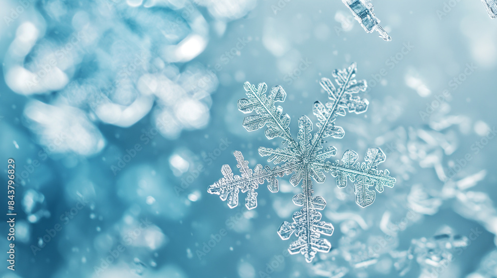 Winter background blue with snow and snowflakes Winter background blue with snow and snowflakes