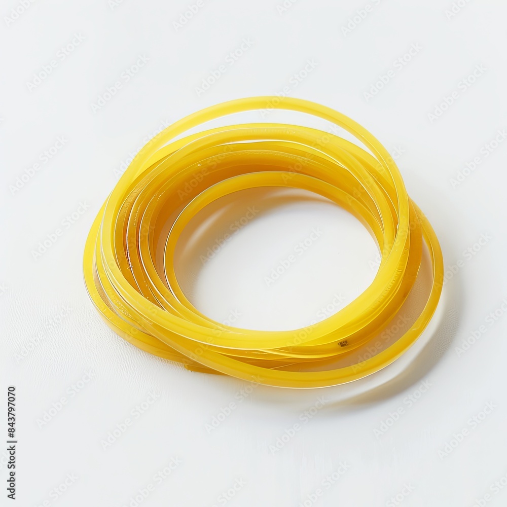 Isolated yellow rubber band on white background Isolated yellow rubber band on white background