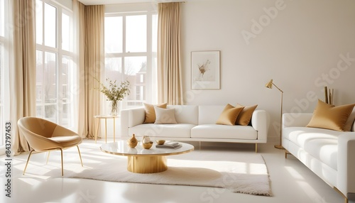 white and gold theme modern interior