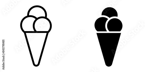 ofvs610 OutlineFilledVectorSign ofvs - ice cream cone vector icon . icecream sign . isolated transparent . black outline filled version . AI 10 / EPS 10 . g11953