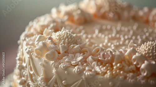 Exquisite Wedding Cake Texture: A Close-Up Elegance
