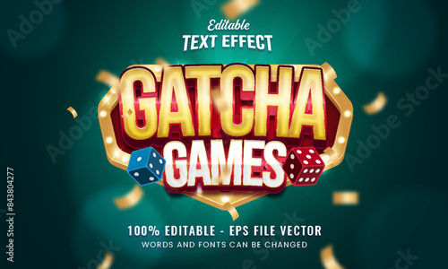 Game advertisement with gold gatcha game 3d editable text effect