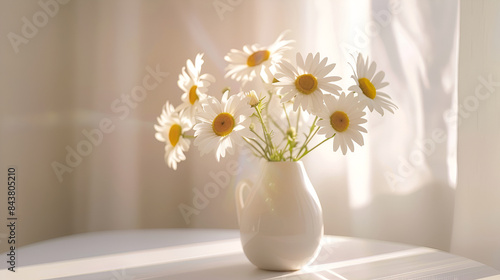 Wallpaper Mural Bouquet of daisies in a vase on the windowsill ,a modern and minimalistic daisy arrangement in a vase with clean lines and a simple color palette Torontodigital.ca