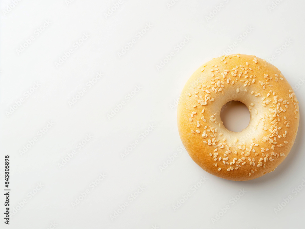 Bagel, top view, pure white background Bagel, top view, pure white background
