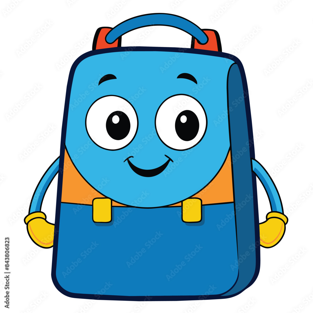 Adobe Illustrator Artwork cute smiley school bag on white background VECTOR Illustration Adobe Illustrator Artwork cute smiley school bag on white background VECTOR Illustration
