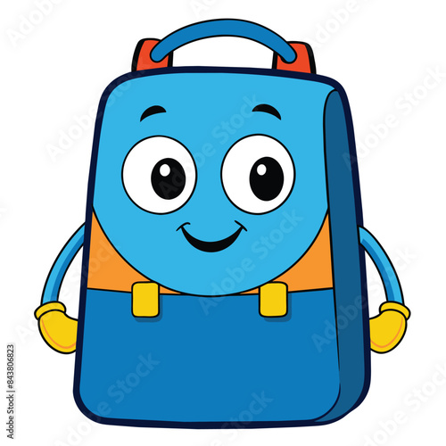 Adobe Illustrator Artwork cute smiley school bag on white background VECTOR Illustration