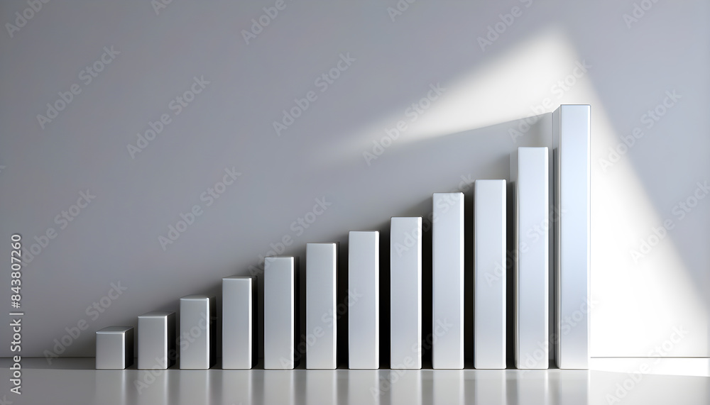Growing Stock Market Business Graph on a 3D white chart for Corporations, Companies, and Presentations Growing Stock Market Business Graph on a 3D white chart for Corporations, Companies, and Presentations