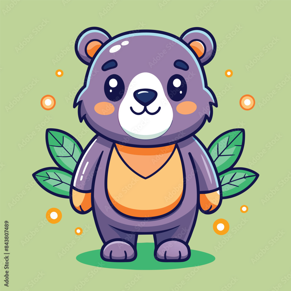 Naklejka premium Adobe Illustrator Artwork Cute Hand Drawn Animal Bear Cartoon Vector Illustration by eps 10