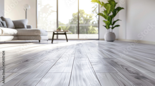 Wallpaper Mural Empty room with whitewashed grey laminate flooring, parquet boards and wall in the background. Sample of flooring for home, apartment, selective focus. Torontodigital.ca