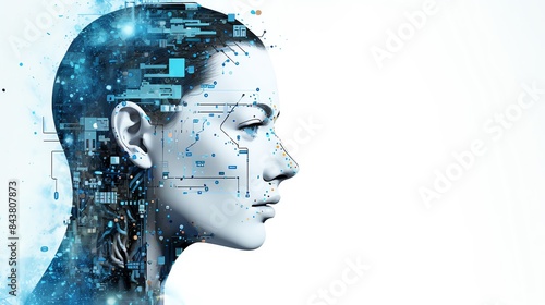 Artificial intelligence processing data, isolated on white background, innovative and intelligent, highquality graphics, copy space