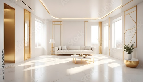 white and gold theme modern interior
