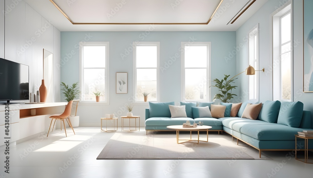 Fototapeta premium white and gold theme modern interior