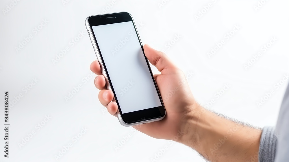Man using mobile phone for online shopping, isolated on white background, convenient and modern, highresolution, copy space Man using mobile phone for online shopping, isolated on white background, convenient and modern, highresolution, copy space