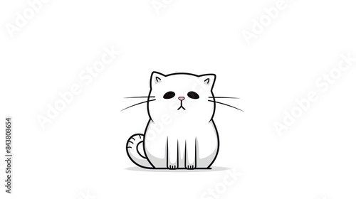 A charming doodlestyle illustration of a sitting cat with whiskers and wide eyes, created with clean lines and minimalistic design, on a white background photo