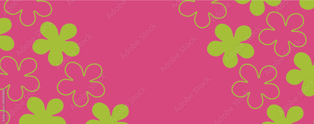 Summer Floral frame. Summer concept design a template for invitations, leaflets and greeting cards. Vector illustration. Trendy border. Pink background, Print Summer Floral frame. Summer concept design a template for invitations, leaflets and greeting cards. Vector illustration. Trendy border. Pink background, Print